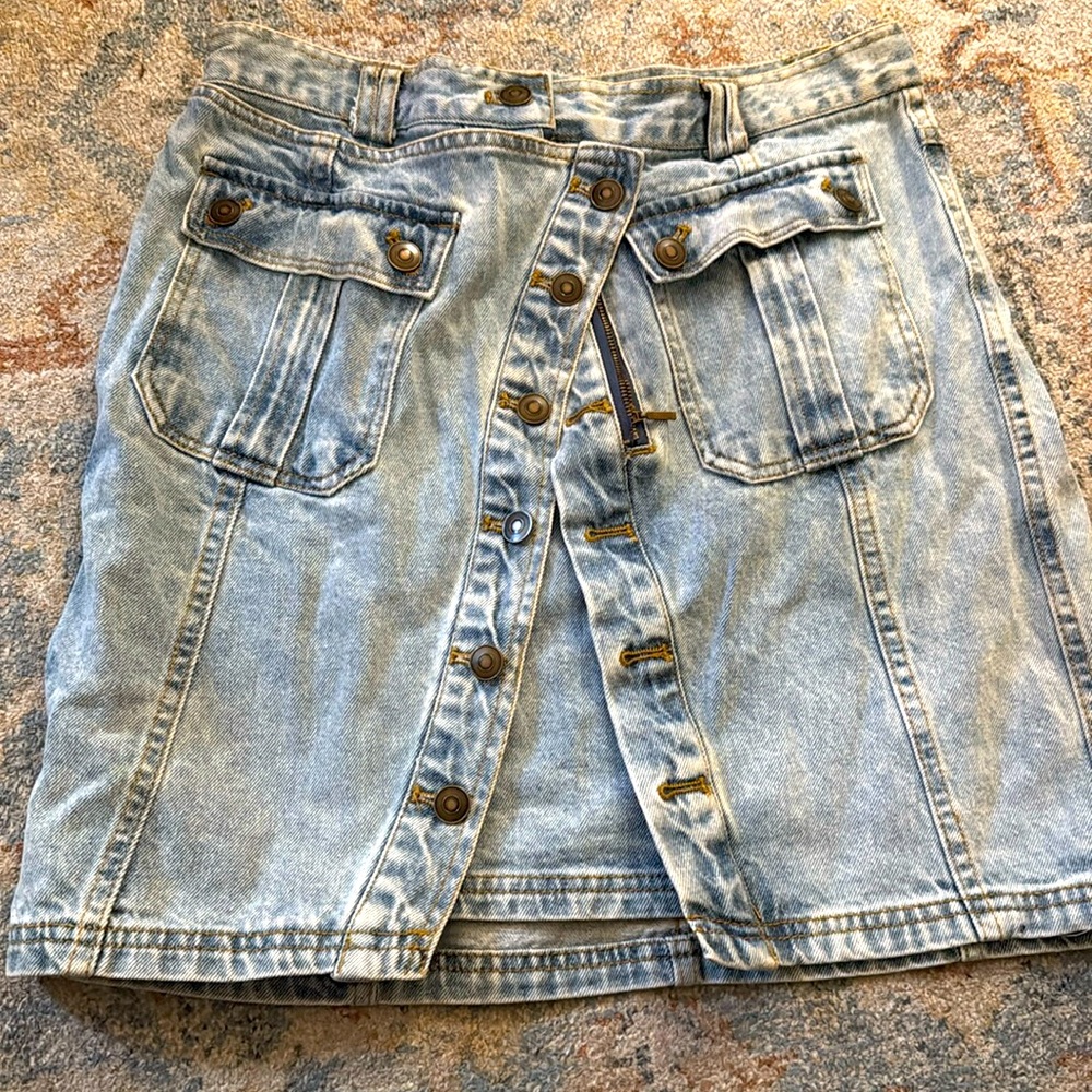 HUNTER & BROWN denim‎ Asymmetrical Denim Mini Skirt